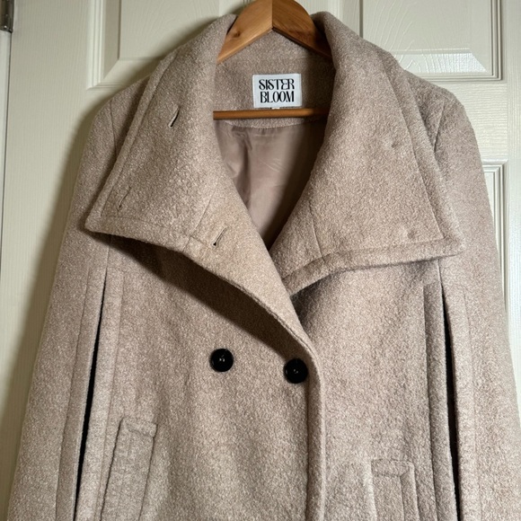 Winter Casual Poncho Double Breasted Stand Collar Wool Blend Cape Cloak Coat M - Picture 7 of 13